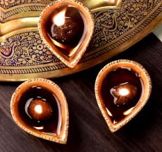 Brass Single Wick Traditional Brass Oil Diya Pack of 3